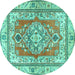 Round Persian Turquoise Traditional Rug, tr4160turq