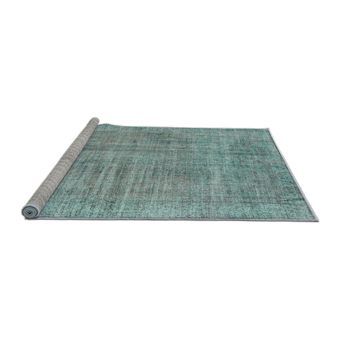 Sideview of Machine Washable Traditional Cadet Blue Green Rug, wshtr4161