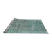 Sideview of Machine Washable Traditional Cadet Blue Green Rug, wshtr4161