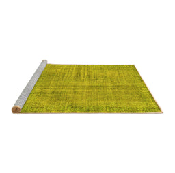 Sideview of Machine Washable Persian Yellow Traditional Rug, wshtr4161yw