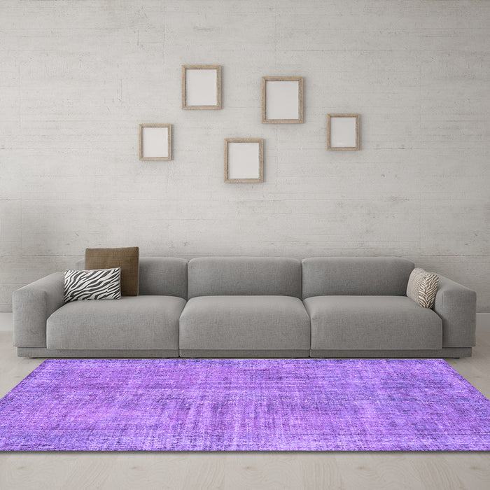 Machine Washable Persian Purple Traditional Area Rugs in a Living Room, wshtr4161pur