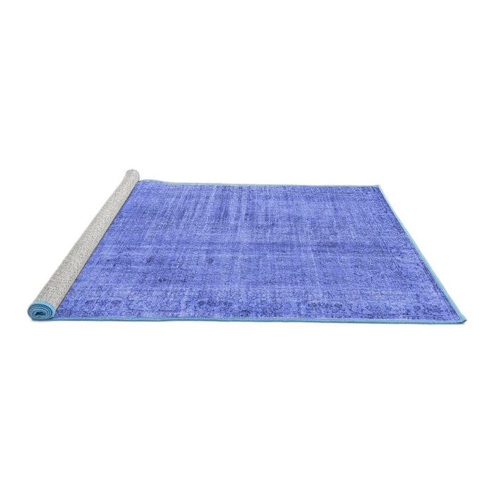 Sideview of Machine Washable Persian Blue Traditional Rug, wshtr4161blu