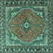 Square Persian Turquoise Traditional Rug, tr4162turq