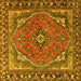 Square Machine Washable Persian Yellow Traditional Rug, wshtr4162yw