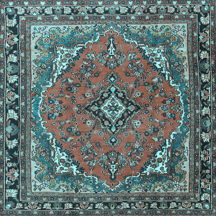 Square Machine Washable Persian Light Blue Traditional Rug, wshtr4162lblu