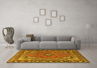 Machine Washable Persian Yellow Traditional Rug, wshtr4162yw