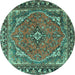 Round Persian Turquoise Traditional Rug, tr4162turq