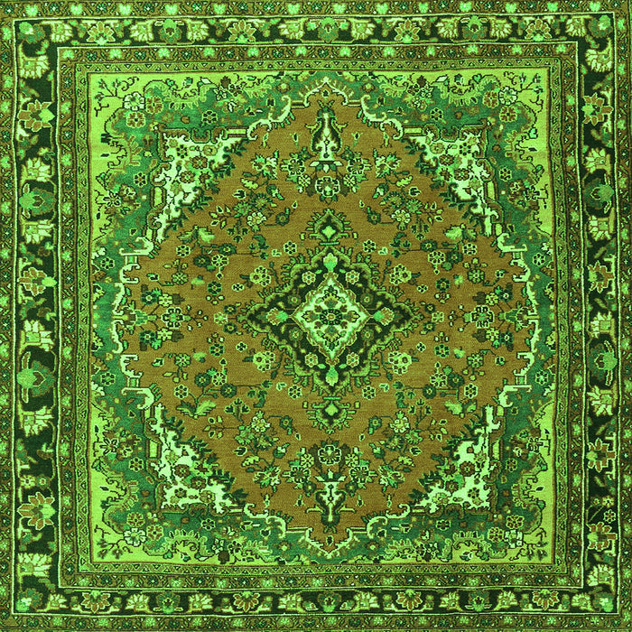 Round Machine Washable Persian Green Traditional Area Rugs, wshtr4162grn