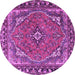 Round Machine Washable Persian Purple Traditional Area Rugs, wshtr4162pur