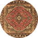 Round Machine Washable Persian Brown Traditional Rug, wshtr4162brn