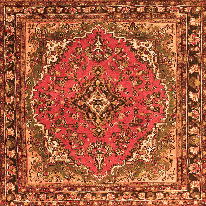 Round Machine Washable Persian Orange Traditional Area Rugs, wshtr4162org