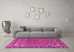 Machine Washable Persian Pink Traditional Rug in a Living Room, wshtr4162pnk