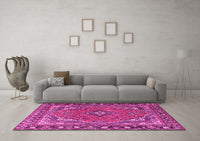 Machine Washable Persian Pink Traditional Rug, wshtr4162pnk