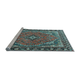 Sideview of Machine Washable Persian Light Blue Traditional Rug, wshtr4162lblu