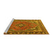 Sideview of Machine Washable Persian Yellow Traditional Rug, wshtr4162yw