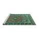 Sideview of Machine Washable Persian Turquoise Traditional Area Rugs, wshtr4162turq