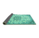 Sideview of Medallion Turquoise Traditional Rug, tr4163turq