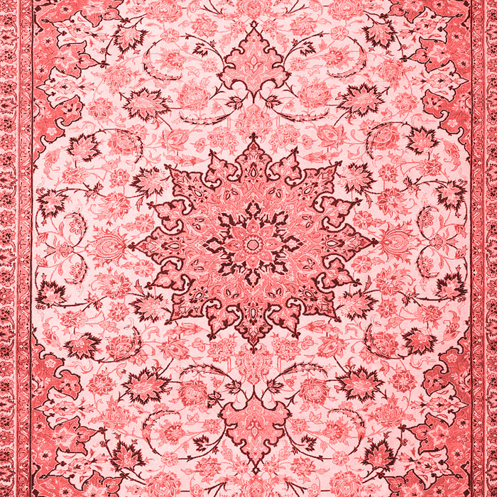 Machine Washable Medallion Red Traditional Rug, wshtr4163red