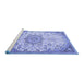 Sideview of Machine Washable Medallion Blue Traditional Rug, wshtr4163blu