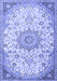 Machine Washable Medallion Blue Traditional Rug, wshtr4163blu