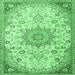 Square Machine Washable Medallion Emerald Green Traditional Area Rugs, wshtr4163emgrn