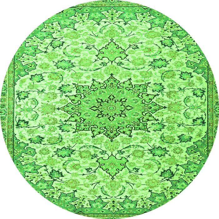 Square Medallion Green Traditional Rug, tr4163grn