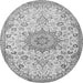 Machine Washable Medallion Gray Traditional Rug, wshtr4163gry