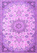 Machine Washable Medallion Purple Traditional Area Rugs, wshtr4163pur