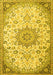 Machine Washable Medallion Yellow Traditional Rug, wshtr4163yw