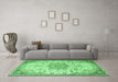 Machine Washable Medallion Emerald Green Traditional Area Rugs in a Living Room,, wshtr4163emgrn