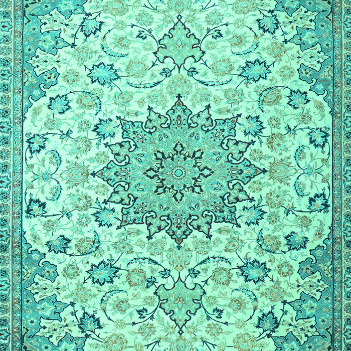 Machine Washable Medallion Turquoise Traditional Area Rugs, wshtr4163turq