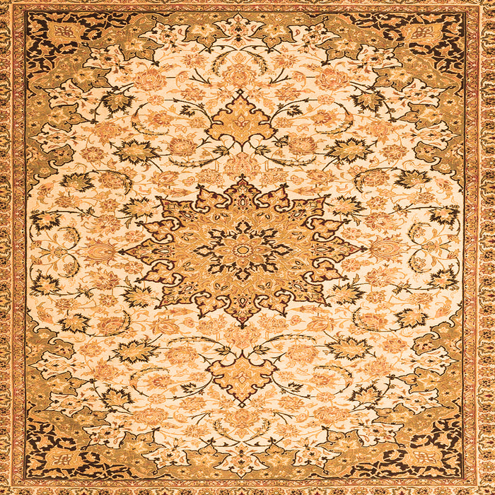 Serging Thickness of Medallion Orange Traditional Rug, tr4163org