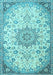 Medallion Light Blue Traditional Rug, tr4163lblu