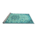 Sideview of Machine Washable Medallion Light Blue Traditional Rug, wshtr4163lblu