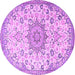 Round Machine Washable Medallion Purple Traditional Area Rugs, wshtr4163pur