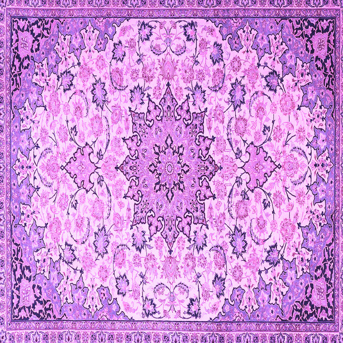 Square Machine Washable Medallion Purple Traditional Area Rugs, wshtr4163pur