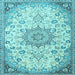 Square Medallion Light Blue Traditional Rug, tr4163lblu