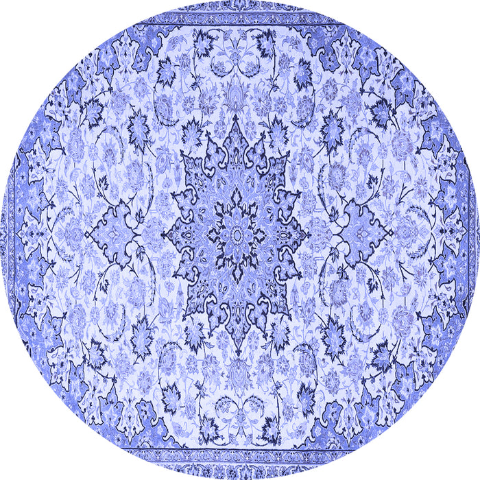 Round Medallion Blue Traditional Rug, tr4163blu