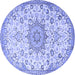 Round Medallion Blue Traditional Rug, tr4163blu