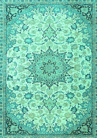 Medallion Turquoise Traditional Rug, tr4163turq