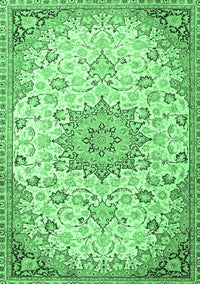 Medallion Emerald Green Traditional Rug, tr4163emgrn