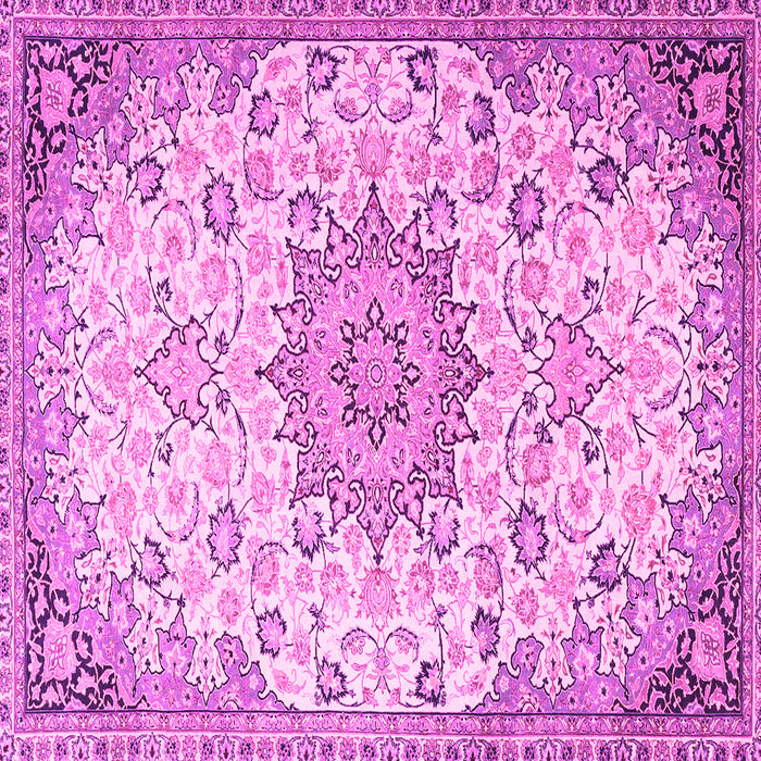 Square Machine Washable Medallion Pink Traditional Rug, wshtr4163pnk
