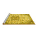 Sideview of Machine Washable Medallion Yellow Traditional Rug, wshtr4163yw