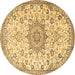 Round Medallion Brown Traditional Rug, tr4163brn