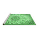 Sideview of Machine Washable Medallion Emerald Green Traditional Area Rugs, wshtr4163emgrn