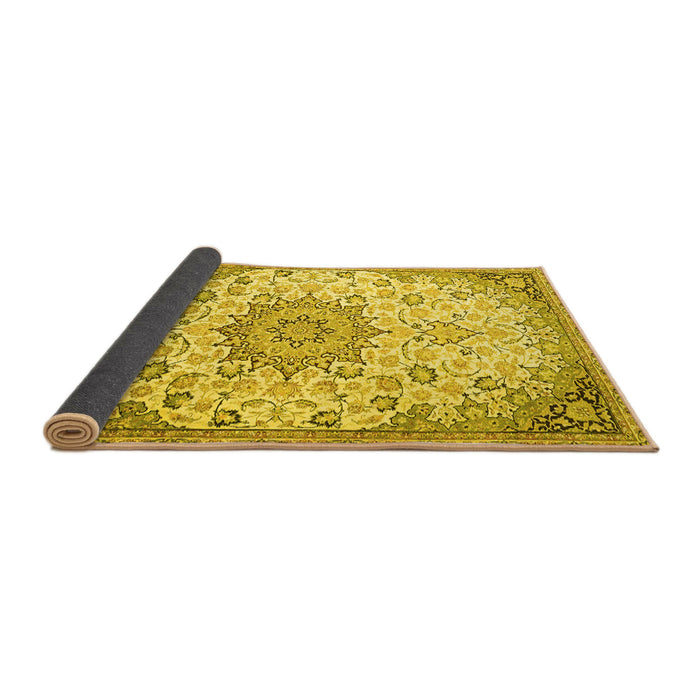 Sideview of Medallion Yellow Traditional Rug, tr4163yw