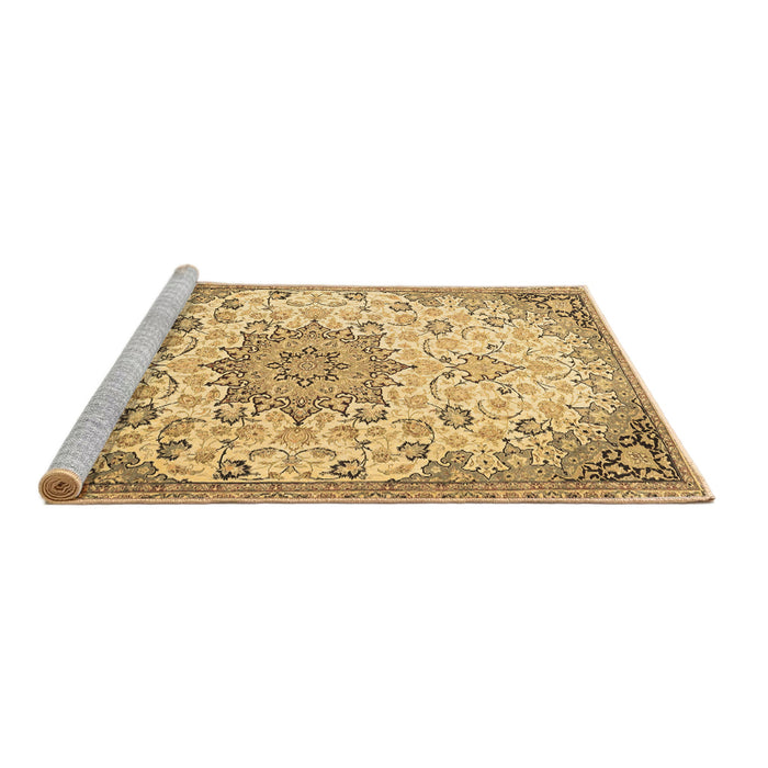 Sideview of Machine Washable Medallion Brown Traditional Rug, wshtr4163brn