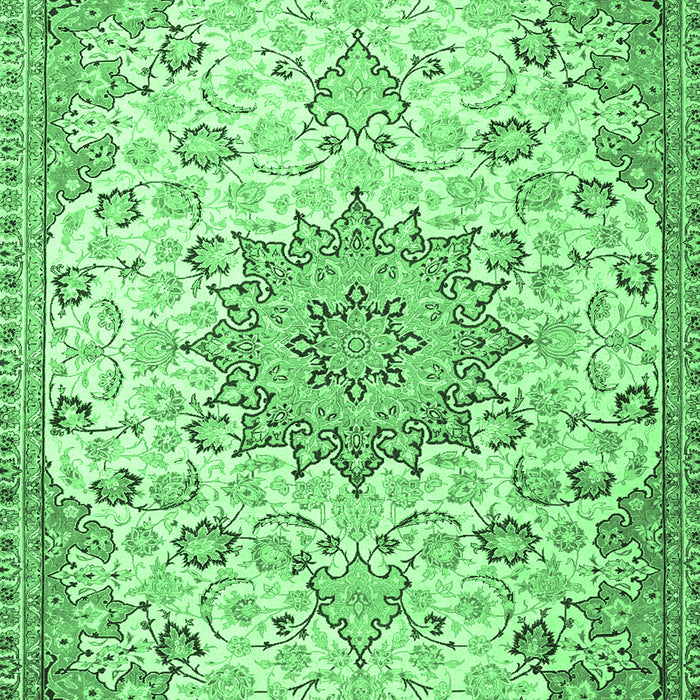 Machine Washable Medallion Emerald Green Traditional Area Rugs, wshtr4163emgrn