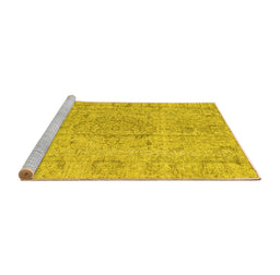 Sideview of Machine Washable Persian Yellow Traditional Rug, wshtr4164yw