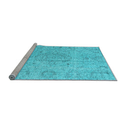 Sideview of Machine Washable Persian Light Blue Traditional Rug, wshtr4164lblu